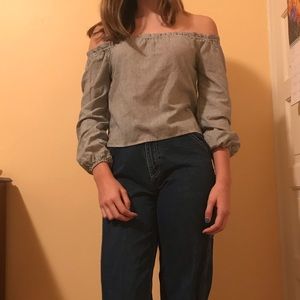 off the shoulder striped shirt